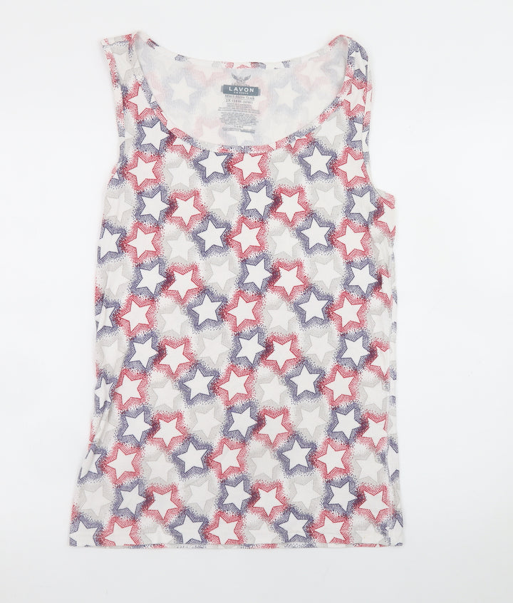 Lavon Womens Multicoloured Star Print Tank Top 2XL Plus Basic Cotton Blend