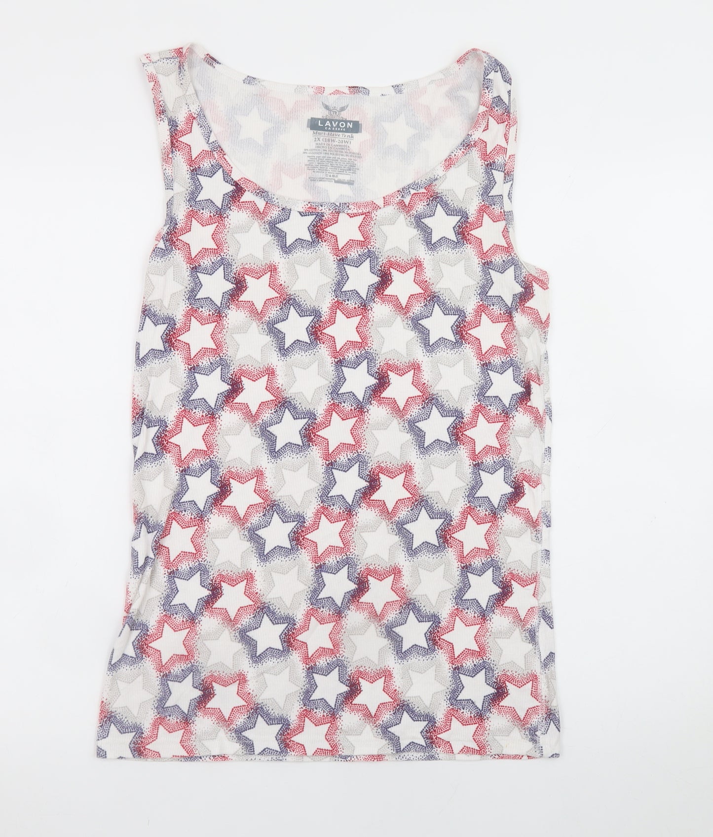 Lavon Womens Multicoloured Star Print Tank Top 2XL Plus Basic Cotton Blend