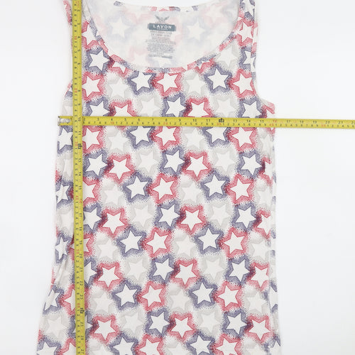 Lavon Womens Multicoloured Star Print Tank Top 2XL Plus Basic Cotton Blend