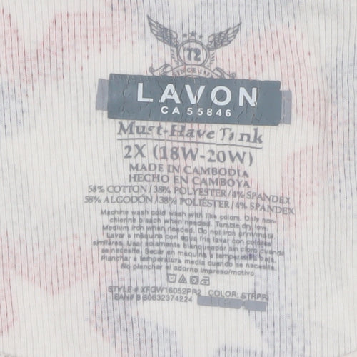 Lavon Womens Multicoloured Star Print Tank Top 2XL Plus Basic Cotton Blend