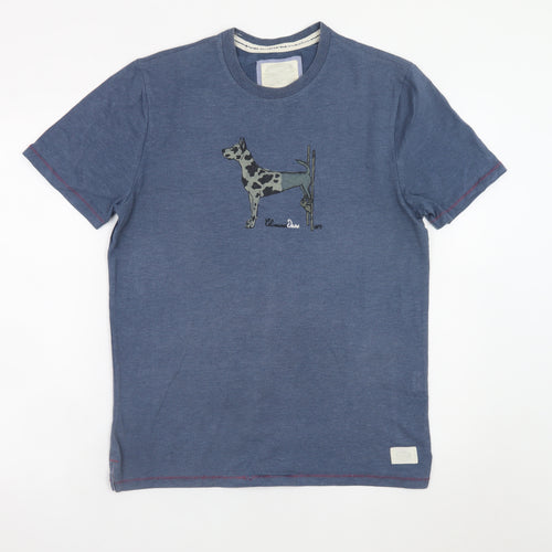 White Stuff Men’s Blue Dog Graphic Cotton T-Shirt Size M