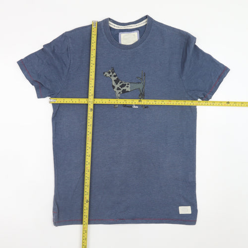 White Stuff Men’s Blue Dog Graphic Cotton T-Shirt Size M