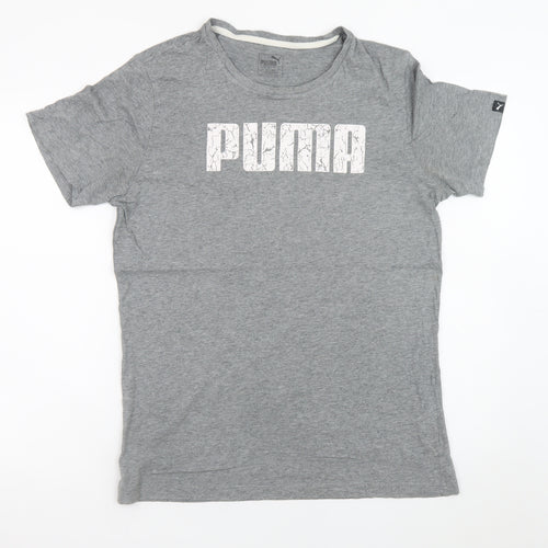Puma Men's Grey Graphic Logo T-Shirt Size M Short Sleeve Sportswear