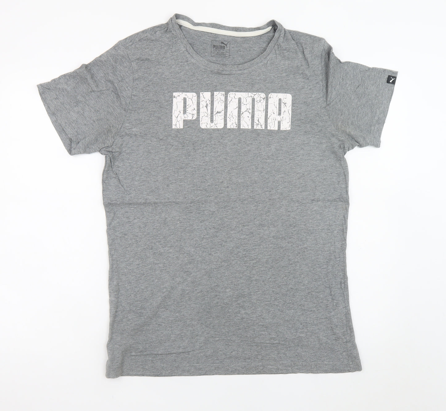 Puma Men's Grey Graphic Logo T-Shirt Size M Short Sleeve Sportswear