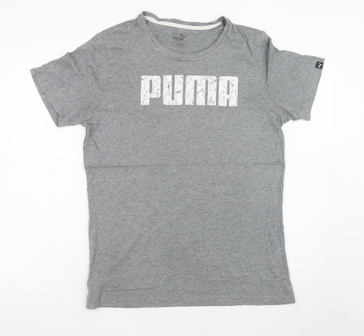Puma Men's Grey Graphic Logo T-Shirt Size M Short Sleeve Sportswear
