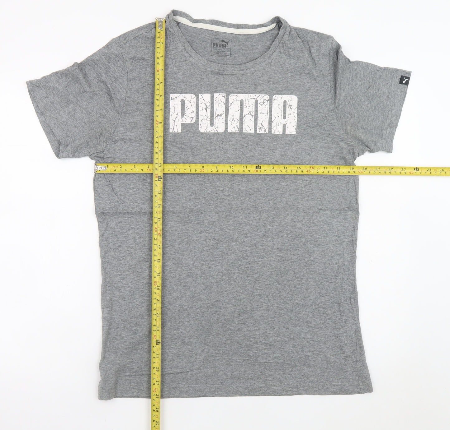 Puma Men's Grey Graphic Logo T-Shirt Size M Short Sleeve Sportswear