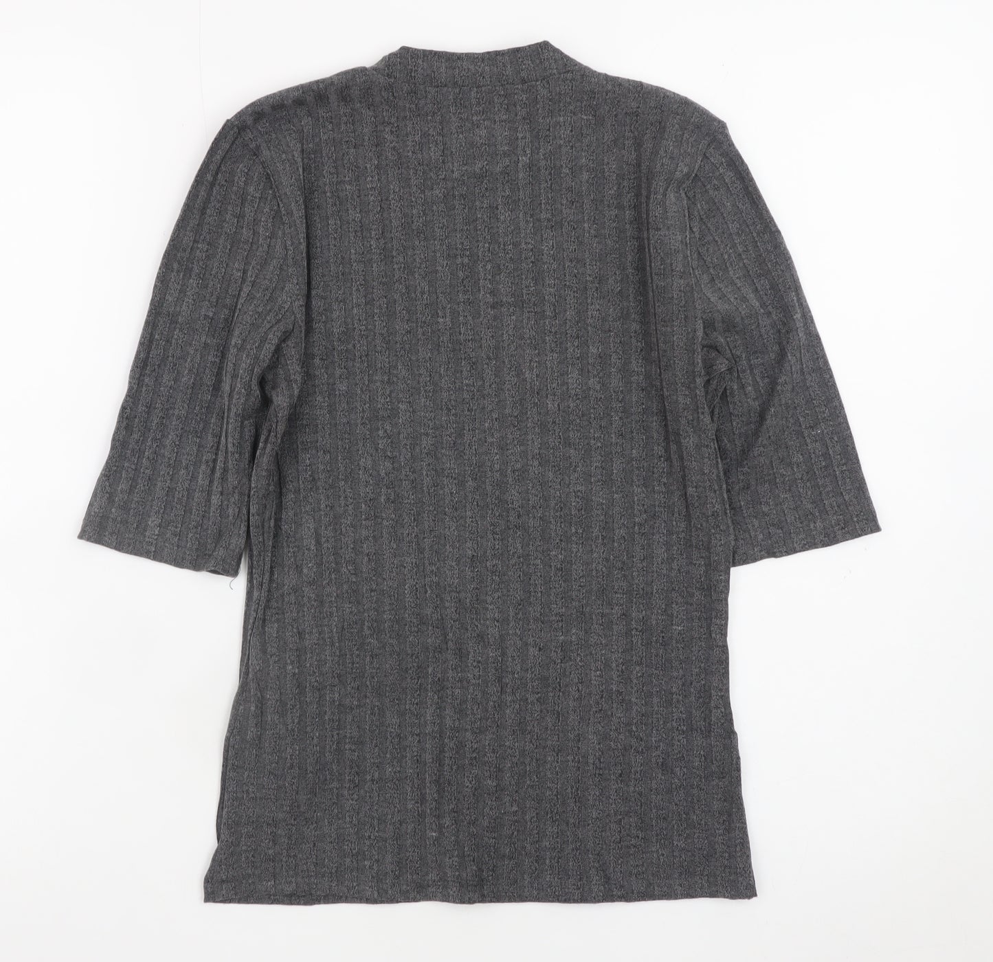 Hollister Women's Grey Slim Fit Knit 3/4 Sleeve T-Shirt S