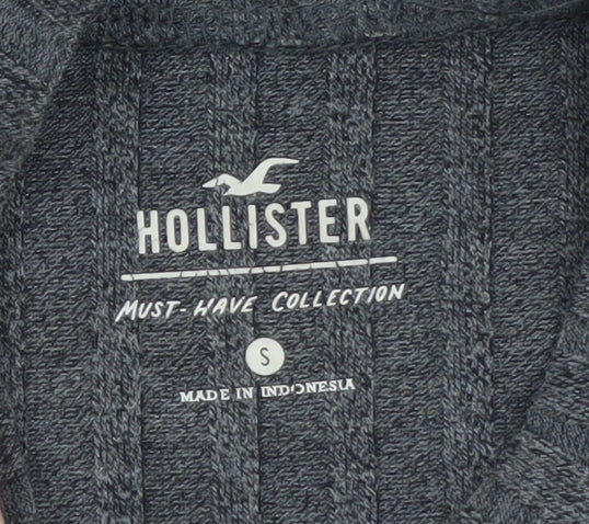 Hollister Women's Grey Slim Fit Knit 3/4 Sleeve T-Shirt S