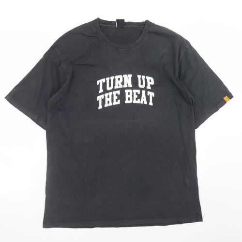 Zara Men's Black M Graphic Music T-Shirt 'Turn Up The Beat'