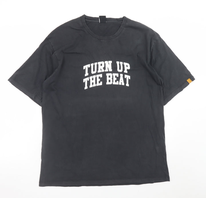 Zara Men's Black M Graphic Music T-Shirt 'Turn Up The Beat'