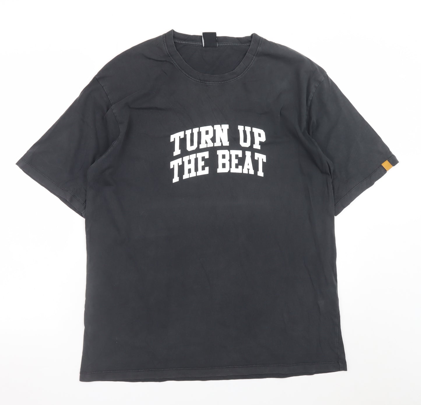 Zara Men's Black M Graphic Music T-Shirt 'Turn Up The Beat'