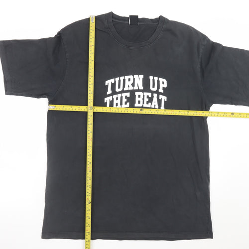 Zara Men's Black M Graphic Music T-Shirt 'Turn Up The Beat'