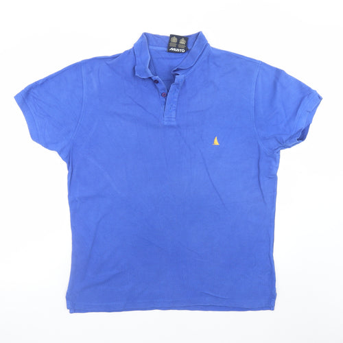 Musto Men's Blue Cotton Polo Shirt L Regular Fit Nautical Style