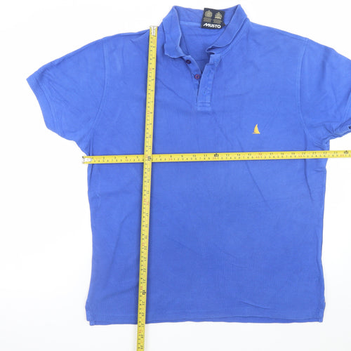 Musto Men's Blue Cotton Polo Shirt L Regular Fit Nautical Style
