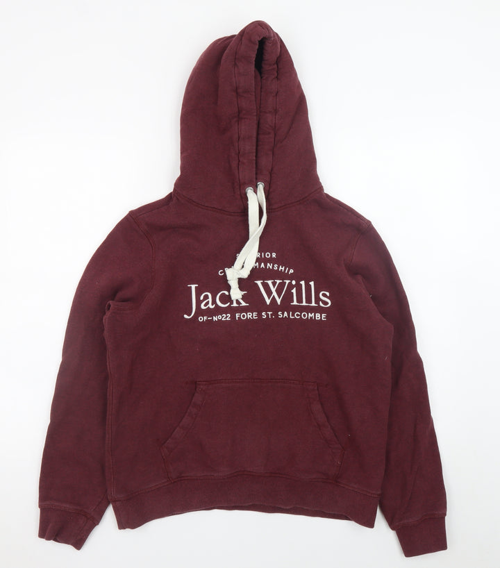 Jack Wills Womens Burgundy Hoodie UK 12 Pullover Hooded Sweatshirt