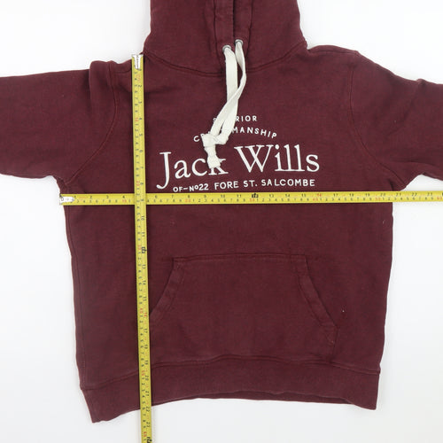 Jack Wills Womens Burgundy Hoodie UK 12 Pullover Hooded Sweatshirt