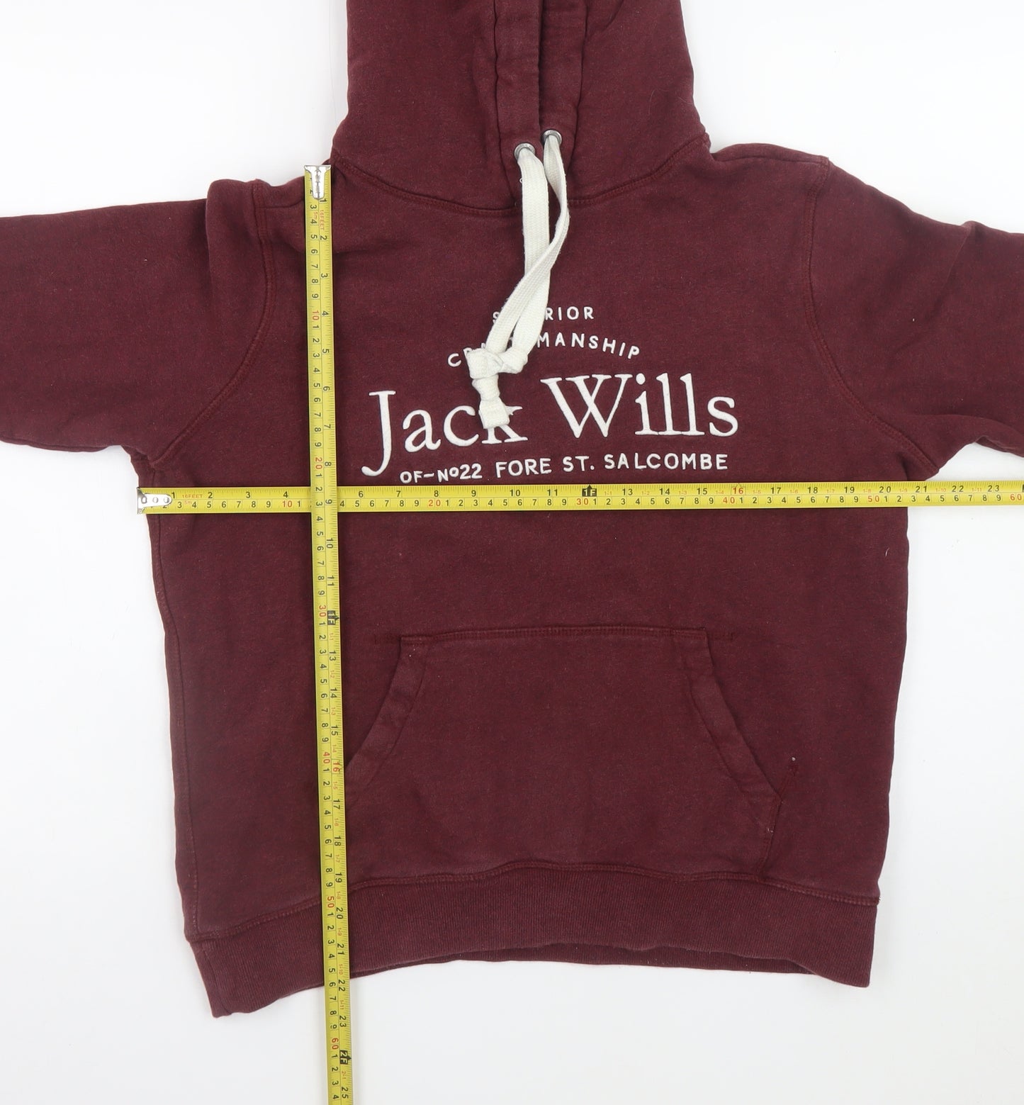 Jack Wills Womens Burgundy Hoodie UK 12 Pullover Hooded Sweatshirt