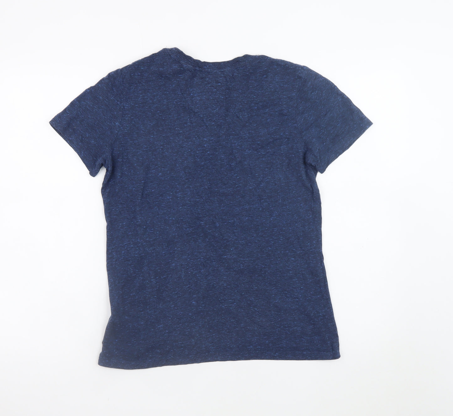 Superdry Womens Blue Sequin Logo T-Shirt Size 10 Short Sleeve