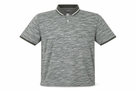 Front view of Easy Men’s Grey Striped Cotton Polo Shirt XL Casual Collared Top
