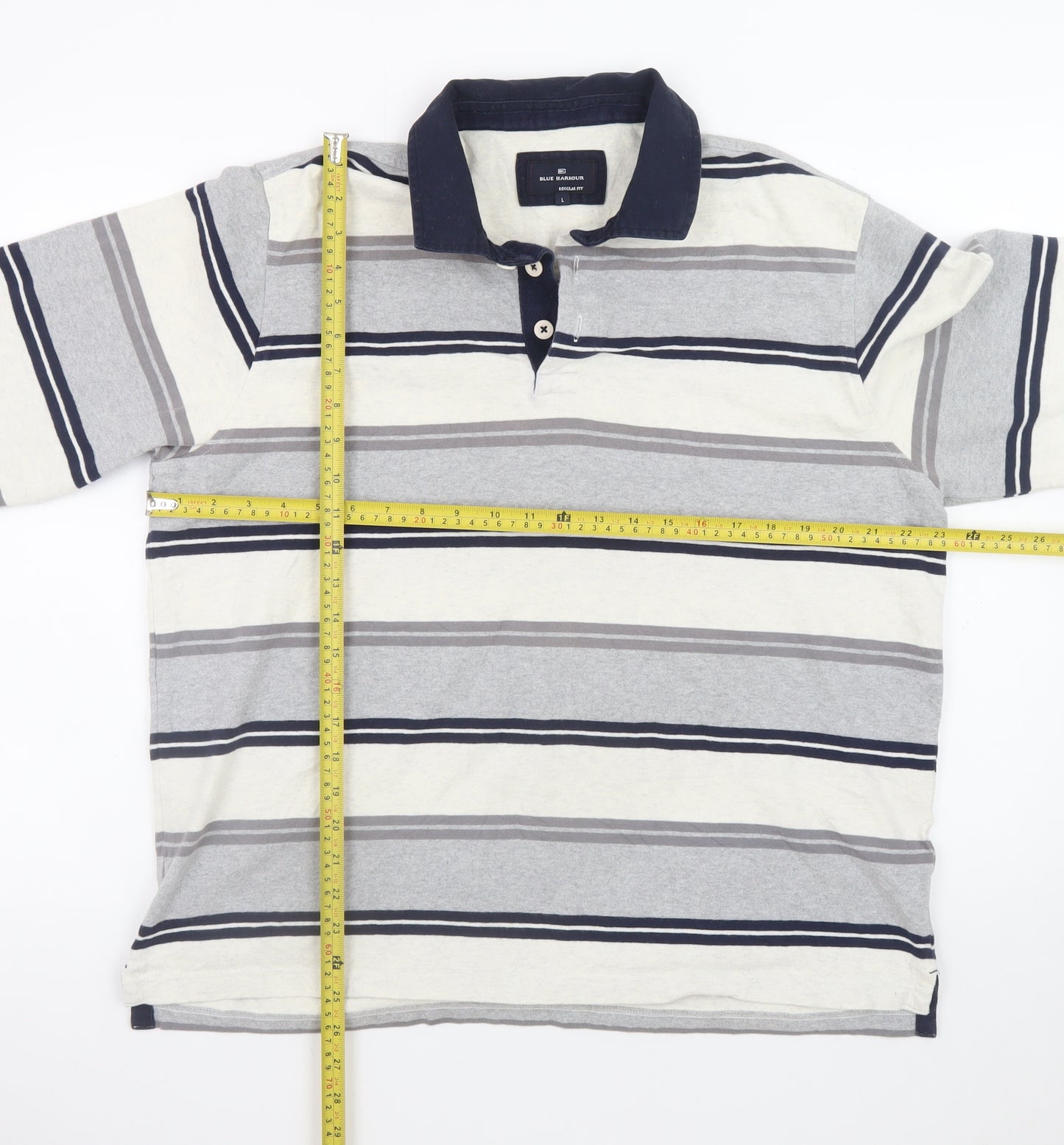 Marks and Spencer Men's Multicoloured Striped Long Sleeve Polo L