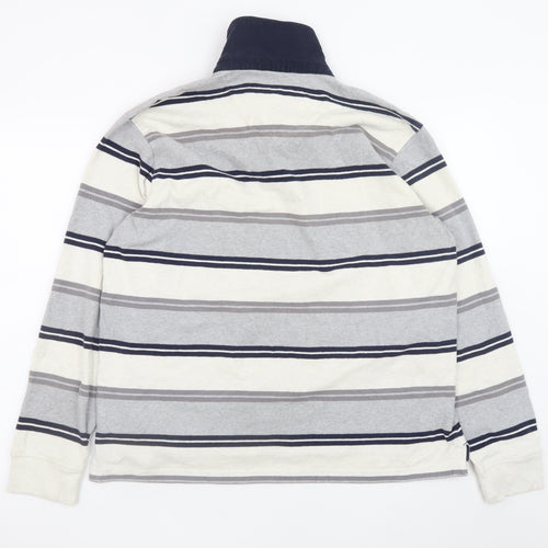 Marks and Spencer Men's Multicoloured Striped Long Sleeve Polo L