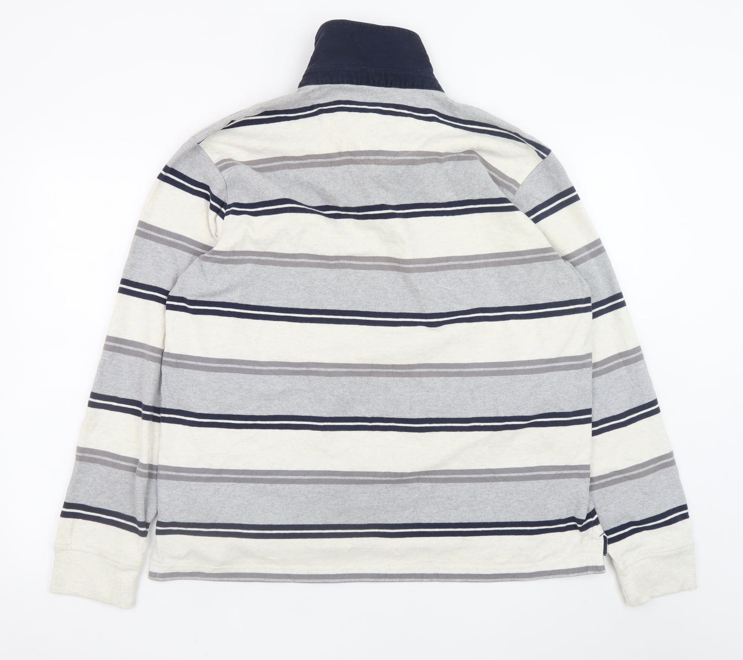 Marks and Spencer Men's Multicoloured Striped Long Sleeve Polo L