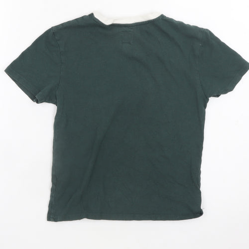Jack Wills Womens Green Ringer T-Shirt Size 6 Cotton Casual Top