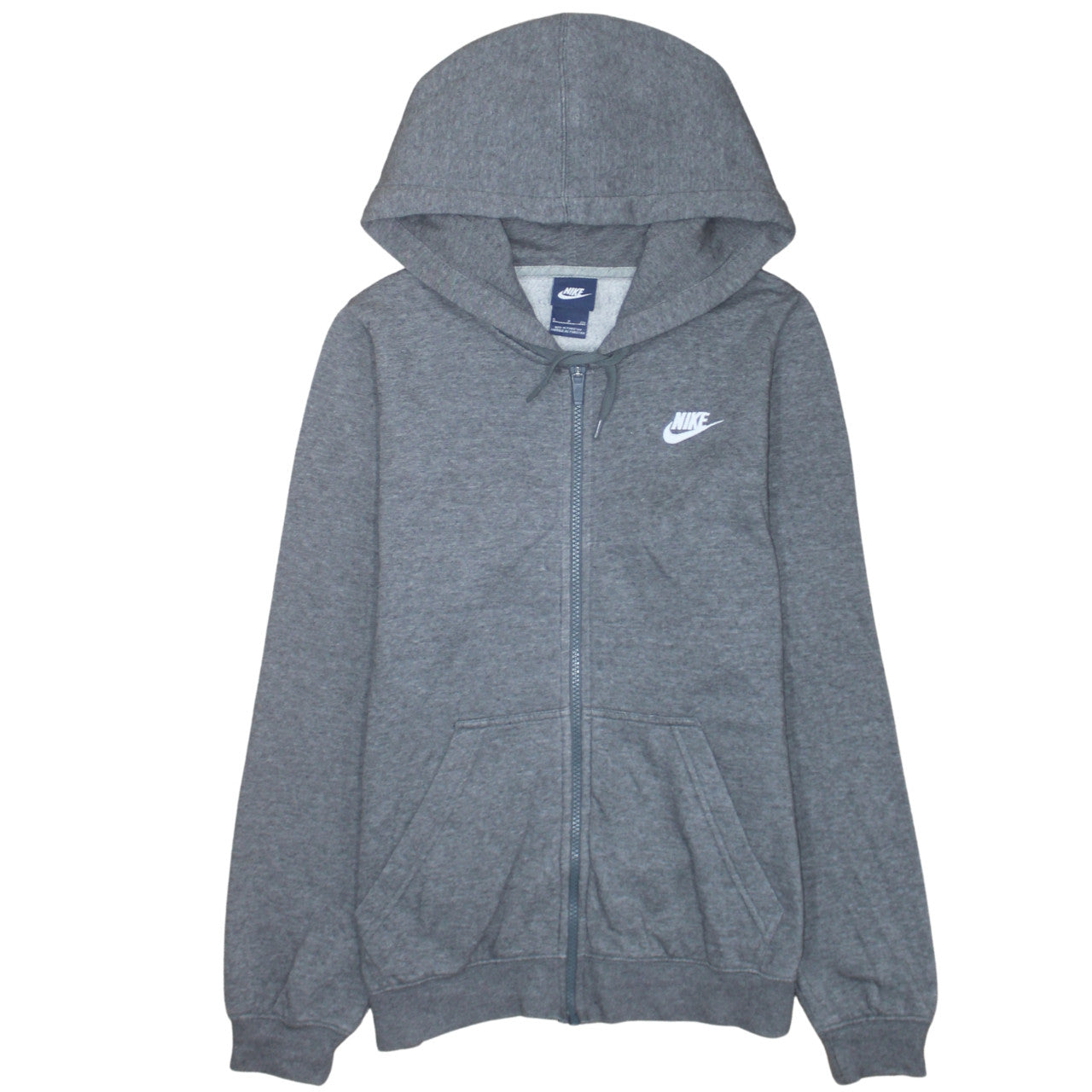 Nike Women Grey Full Zip Hoodie Small Cotton Blend Casual