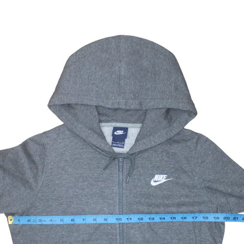 Nike Women Grey Full Zip Hoodie Small Cotton Blend Casual