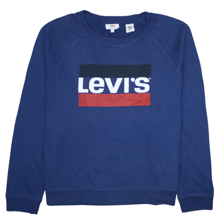 Levi's Men's Blue XL Crew Neck Logo Pullover Sweatshirt