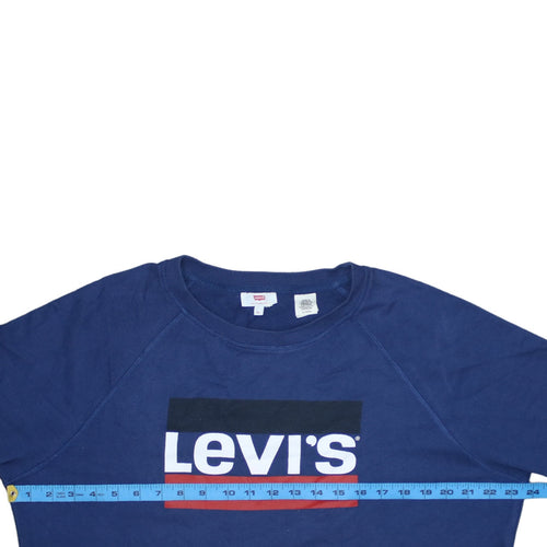 Levi's Men's Blue XL Crew Neck Logo Pullover Sweatshirt