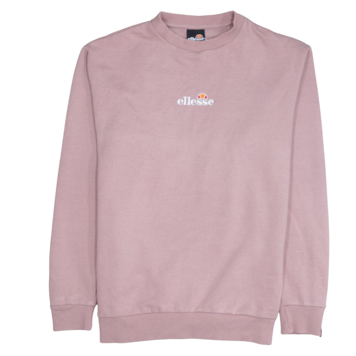 Ellesse Womens Pink Pullover Sweatshirt Size M Cotton Blend Logo Crew Neck