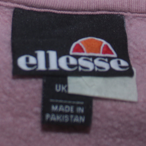 Ellesse Womens Pink Pullover Sweatshirt Size M Cotton Blend Logo Crew Neck