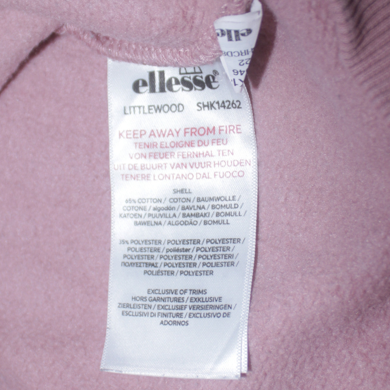 Ellesse Womens Pink Pullover Sweatshirt Size M Cotton Blend Logo Crew Neck