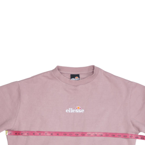 Ellesse Womens Pink Pullover Sweatshirt Size M Cotton Blend Logo Crew Neck