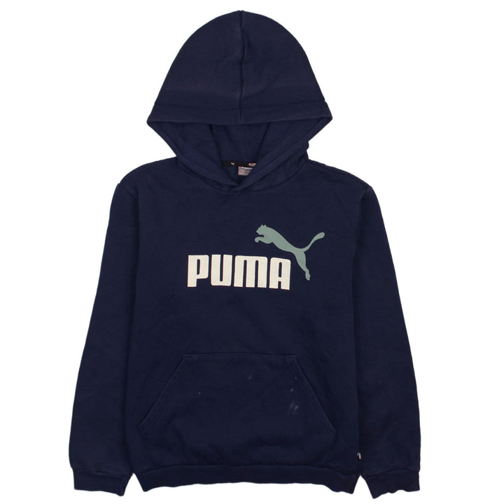 Puma Boys Navy Blue Pullover Hoodie Size 13-14 Years Cotton Blend