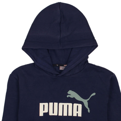 Puma Boys Navy Blue Pullover Hoodie Size 13-14 Years Cotton Blend
