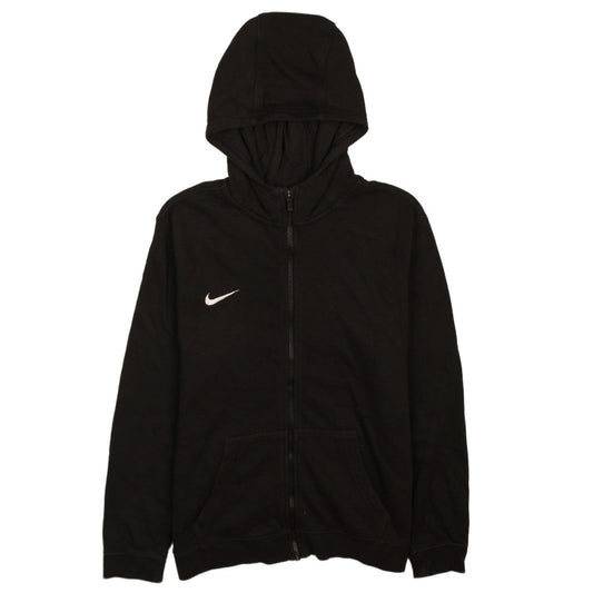 Nike Boys Black Full Zip Hoodie XL 158-170cm with Logo and Pocket