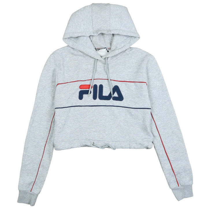Fila Women Grey Pullover Hoodie UK 12 Logo Drawstring Casual