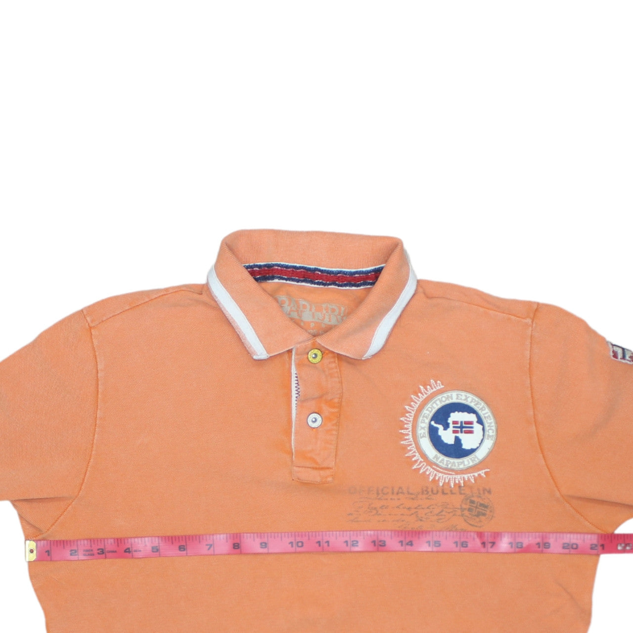 Napapijri Men’s Orange Long Sleeve Cotton Polo Shirt Size M