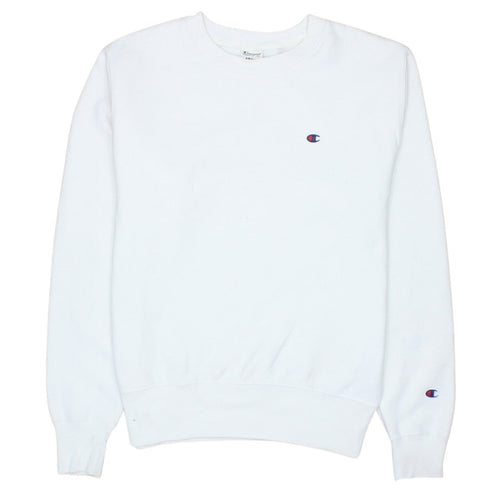 Champion Men's White Small Logo Crew Neck Pullover Sweatshirt