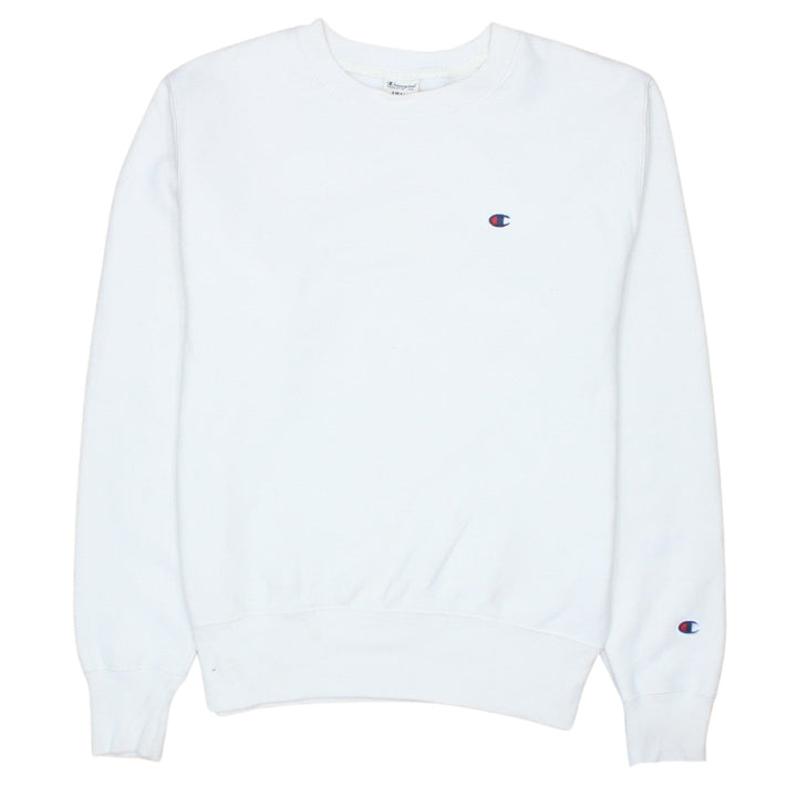 Champion Men's White Small Logo Crew Neck Pullover Sweatshirt