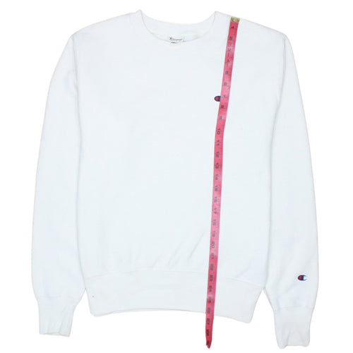 Champion Men's White Small Logo Crew Neck Pullover Sweatshirt