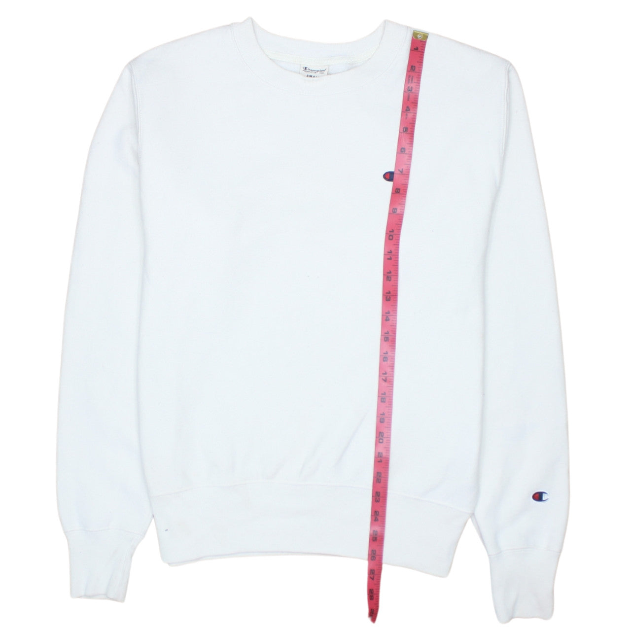 Champion Men's White Small Logo Crew Neck Pullover Sweatshirt