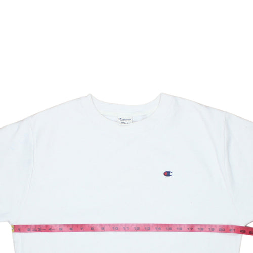 Champion Men's White Small Logo Crew Neck Pullover Sweatshirt