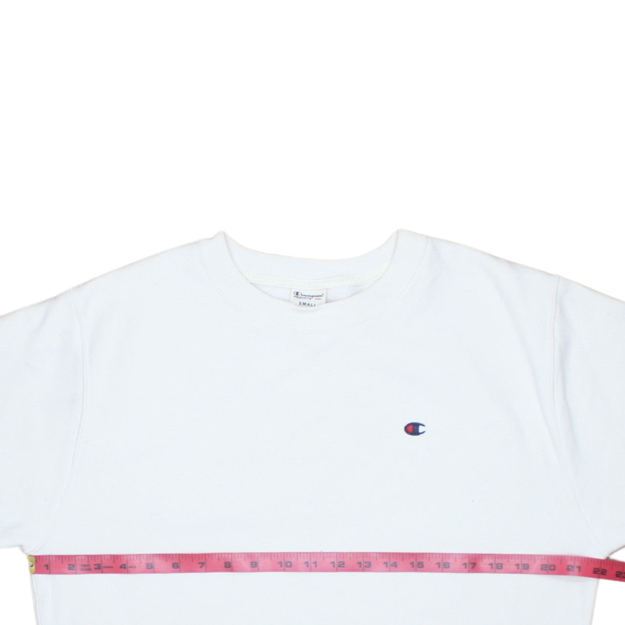 Champion Men's White Small Logo Crew Neck Pullover Sweatshirt