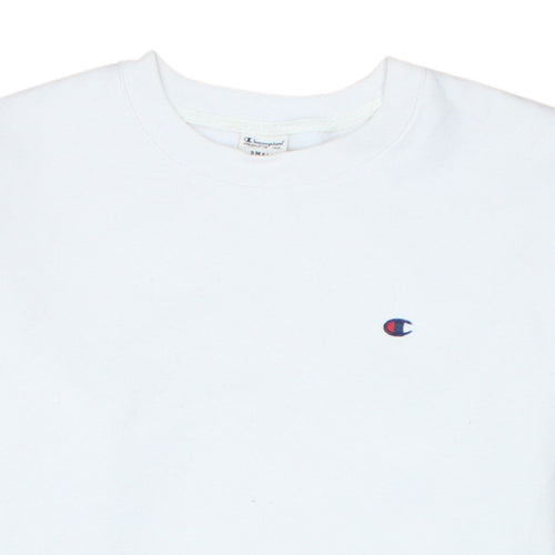 Champion Men's White Small Logo Crew Neck Pullover Sweatshirt