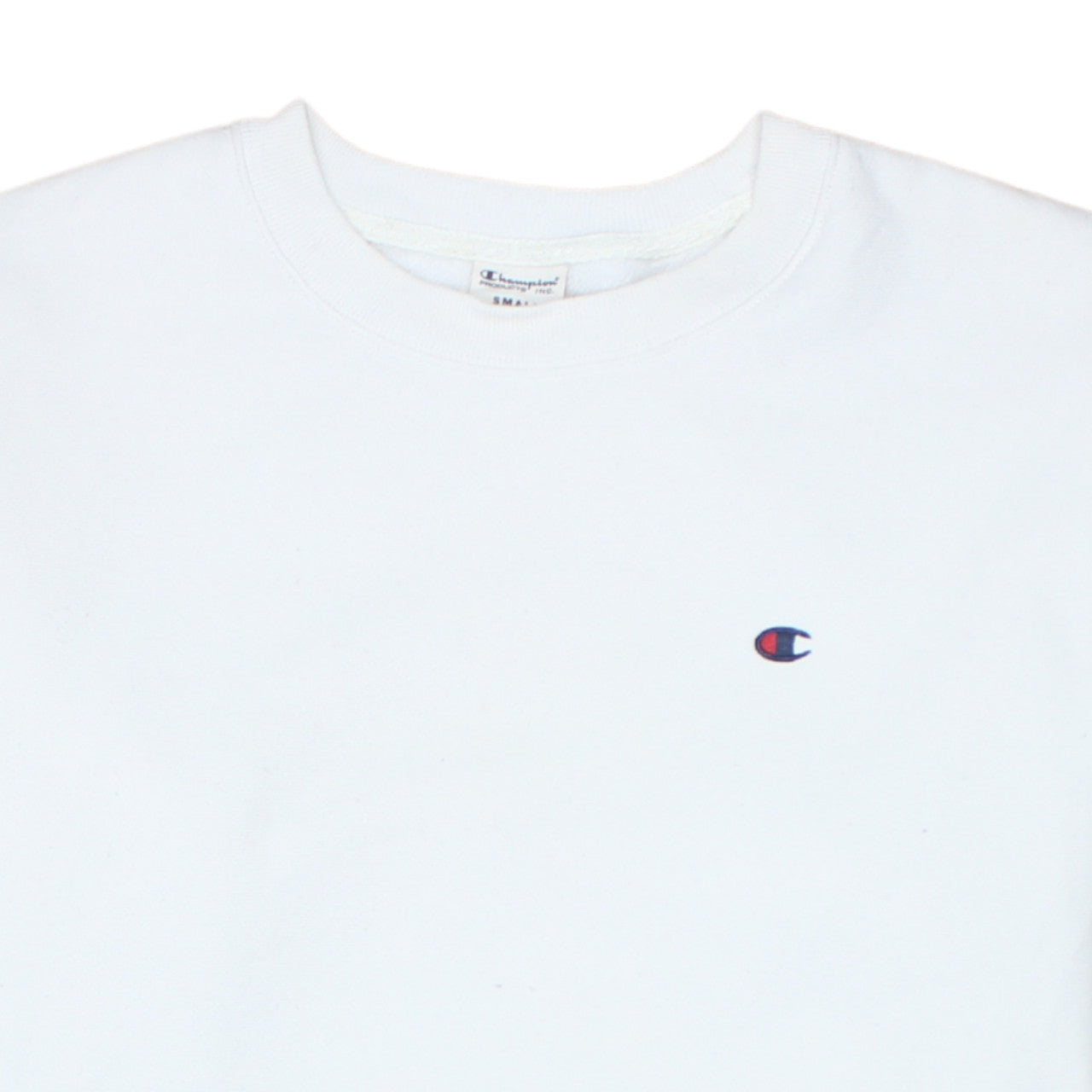 Champion Men's White Small Logo Crew Neck Pullover Sweatshirt