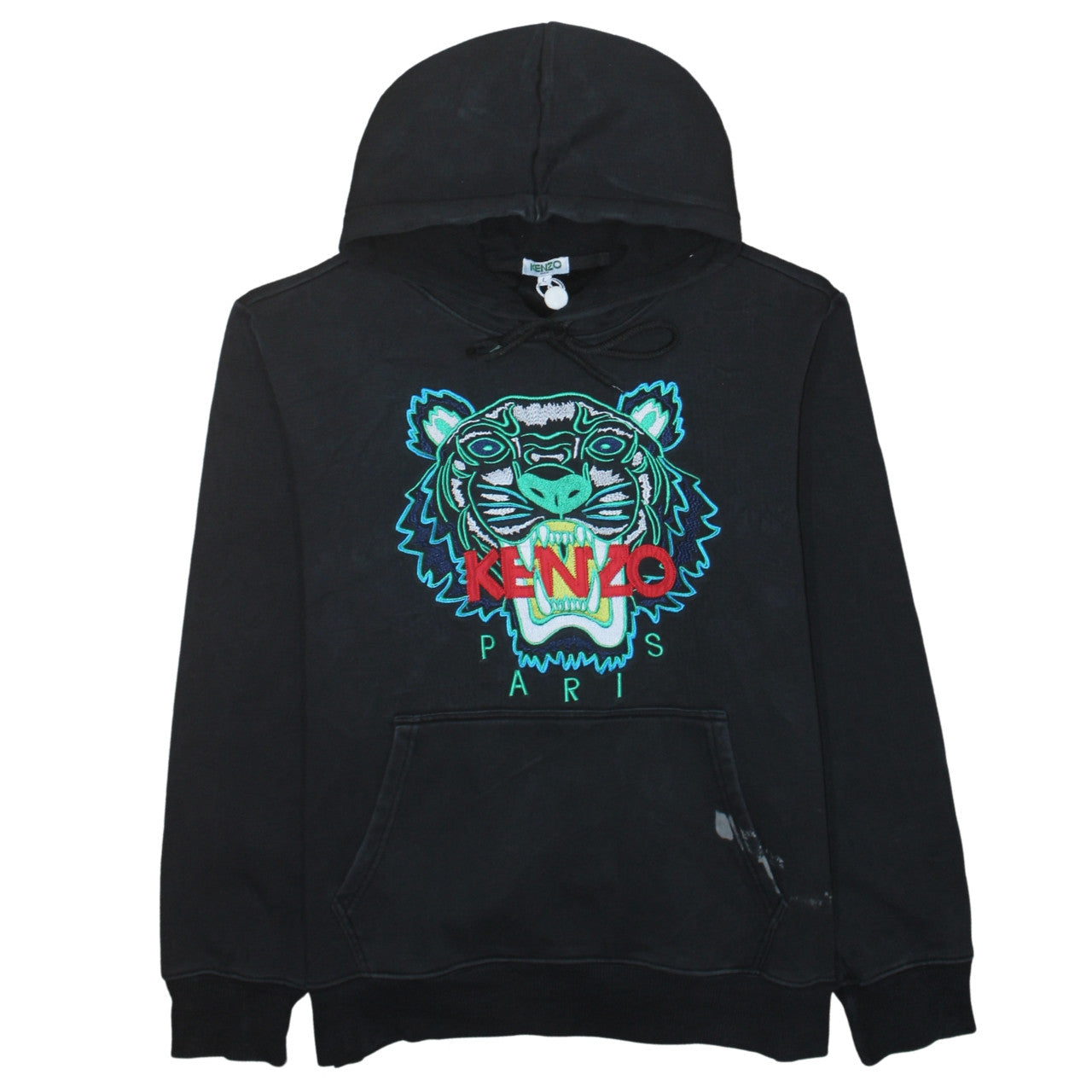Kenzo Men Black L Embroidered Tiger Pullover Hoodie