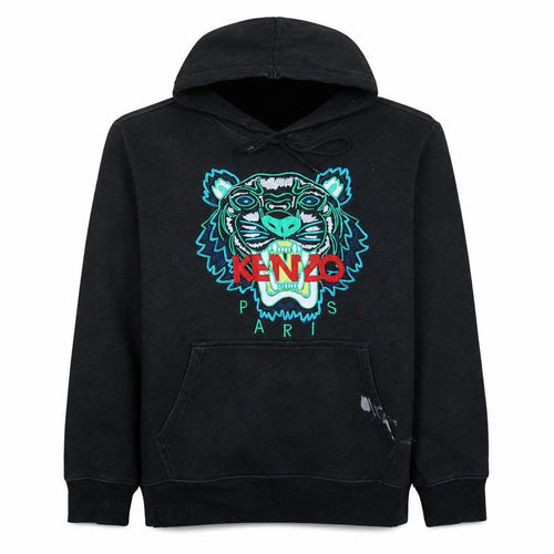 Kenzo Men Black L Embroidered Tiger Pullover Hoodie